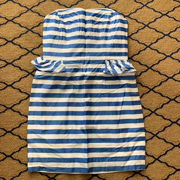 Lilly Pulitzer Maybell Striped Classic White Peplum Dress Sz 10